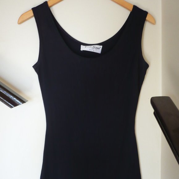 French Dark Navy Blue Shiny Ribbed Tank Top - Picture 6 of 10